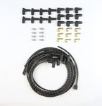 Plug Wire Kit 90D Plug, HEI/Points Ends, Cut to Fit Black w White Tracers