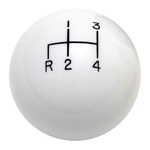 Shift Knob Solid Resin 2" Round White 4 Speed (Reverse Down Left)
