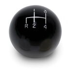 Shift Knob Solid Resin 2" Round Black 4 Speed (Reverse Down Left)