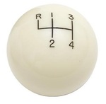 Shift Knob Solid Resin 2" Round Ivory 4 Speed (Reverse Up Left)