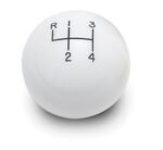 Shift Knob Solid Resin 2" Round White 4 Speed (Reverse Up Left)