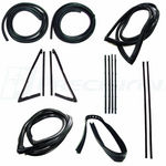 1967-70 Chevy/GMC Truck Complete Weatherstrip Kit w/ Chrome Trim, Black Beltlines - Large Back Glass