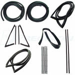 1971-72 Chevy/GMC Truck Complete Weatherstrip Kit w/ Chrome Trim, Black Beltlines - Large Back Glass