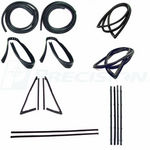 1967-72 Chevy/GMC Truck Complete Weatherstrip Kit w/o Chrome Trim, Black Beltlines - Large Back Glass