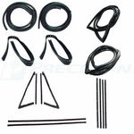 1967-70 Chevy/GMC Truck Complete Weatherstrip Kit w/ Chrome Trim, Chrome Beltlines - Large Back Glass