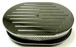 Polished Aluminum 12" X 2" Oval Air Cleaner - Ball-Milled 