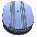 Polished Aluminum Half Finned Oval Air Cleaner 12"X 2" Paper Element