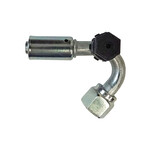 Beadlock O-Ring Fitting with 134a Service Port NO 8 Reduced Barrier Hose Fitting - 135 degree with Right-Hand Port