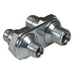 Streamline Polished Aluminum 2-Way Bulkhead Plate for AC 6-8 Male O-Ring