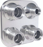 Streamline Polished Aluminum 4-Way Square Bulkhead Plate for AC and Heater 6-10 Male O-Ring