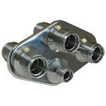 Streamline Polished Aluminum 4-Way Diamond Bulkhead Plate for AC and Heater 6-10 Male O-Ring