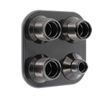 Streamline Black Anodized Aluminum 4-Way Square Bulkhead Plate for AC and Heater 6-10 Male O-Ring