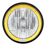 7" Crystal Headlight w/ White LED Halo Ring 