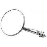 4" Round Stainless Steel Mirror w/ Straight Arm - Regular Flat Mirror Glass